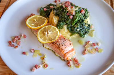 Salmon over Spinach